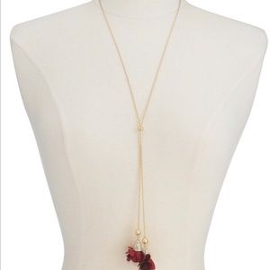Gold-Toned Fabric Rose 38” Lariat Necklace